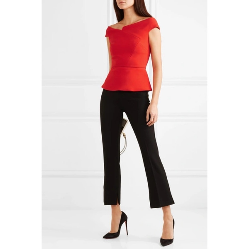 Roland Mouret NET-A-PORTER Elmswell Off-The-Shoulder Short-Sleeve Peplum Top